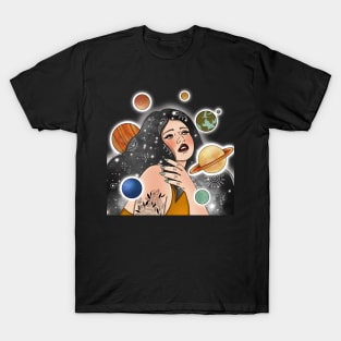 Space Girl Planets T-Shirt